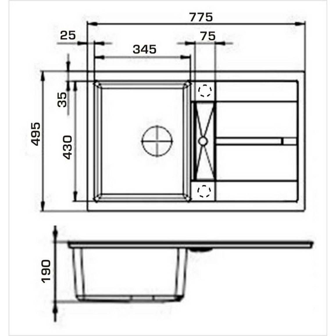 Мийка VALENCIA ivory (780*500mm.) граніт Granado Мийка VALENCIA ivory (780*500mm.) граніт Granado