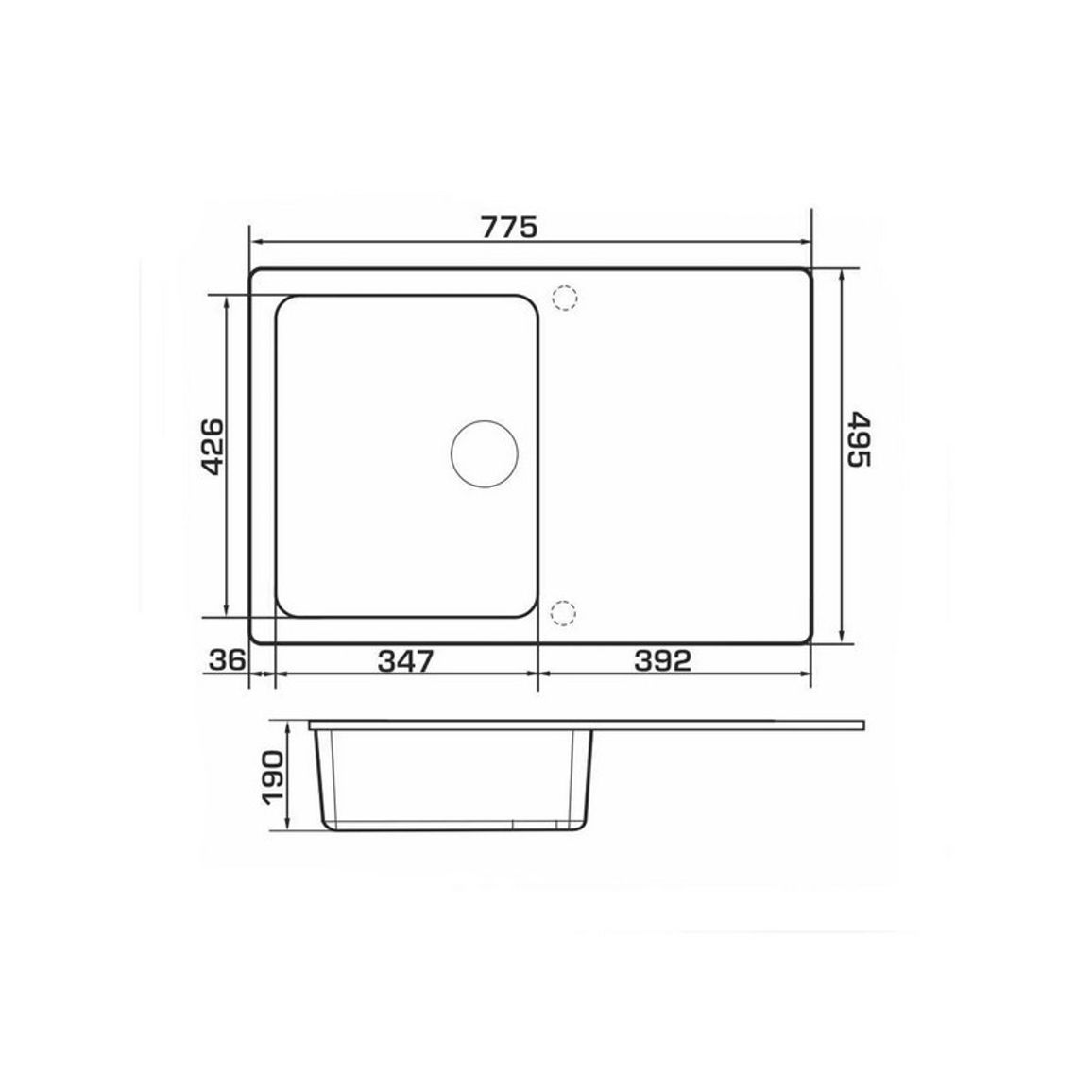 Мийка VIGO black shine (780*500mm.) граніт Granado Мийка VIGO black shine (780*500mm.) граніт Granado