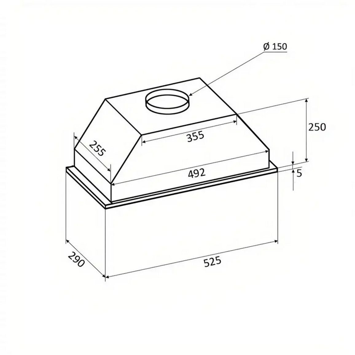 Вбудована витяжка BOX 60 BK (700) PB VENTOLUX