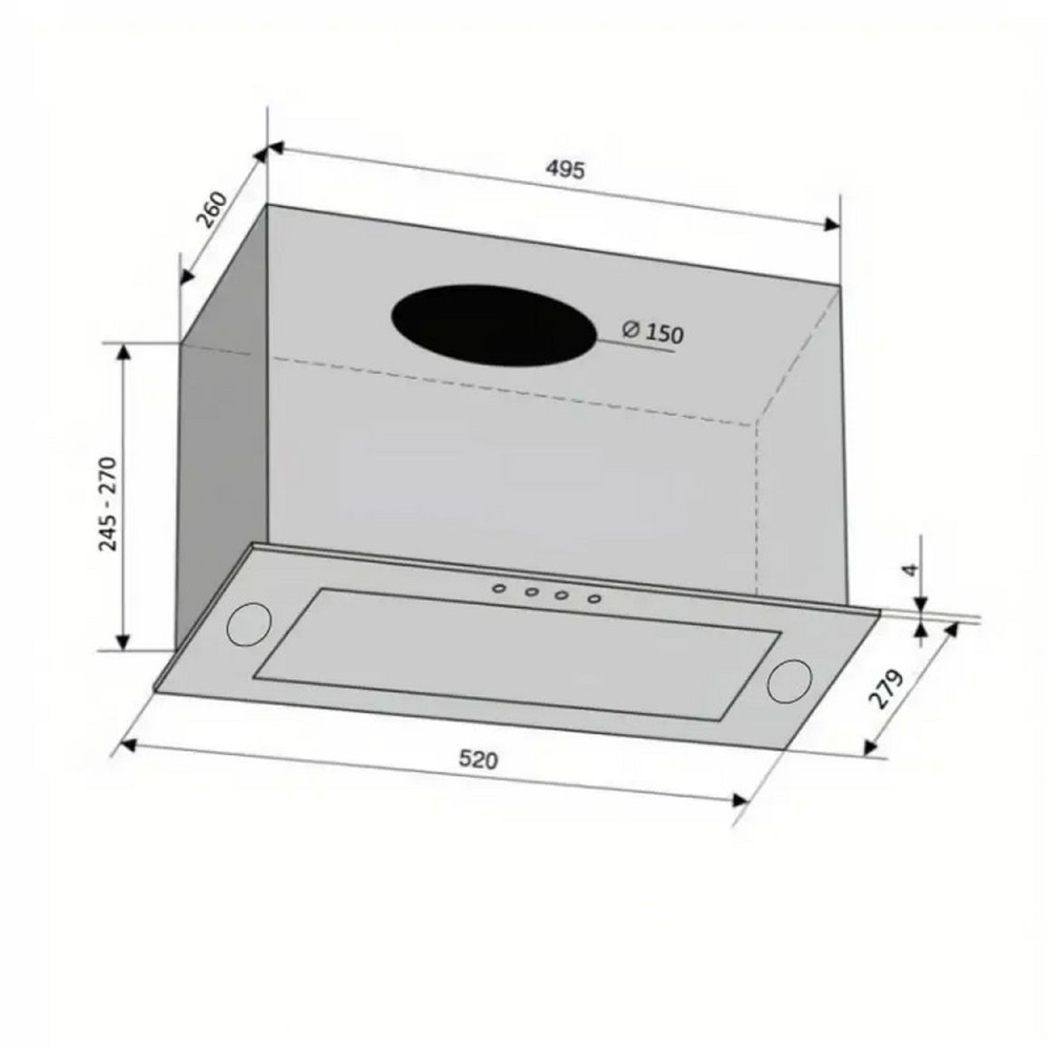 Вбудована витяжка PUNTO 520/279 IVG (1000) TRC MS VENTOLUX
