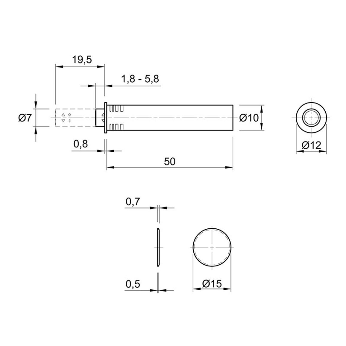 Механизм P2O Magnet, серый, врезной, короткий ход (9375984) Hettich 2.0