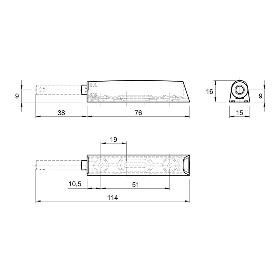 Механізм P2O PIN Strong, білий, накладний, довгий хід (9375932) Hettich 2.0