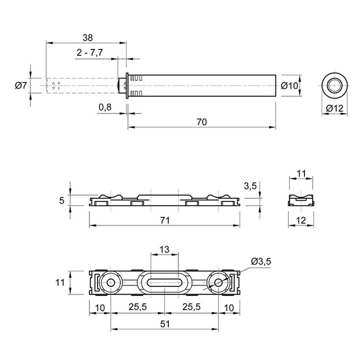 Механизм P2O PIN, белый, накладной, длинный ход (9375901) Hettich 2.0 Механизм P2O PIN, белый, накладной, длинный ход (9375901) Hettich 2.0