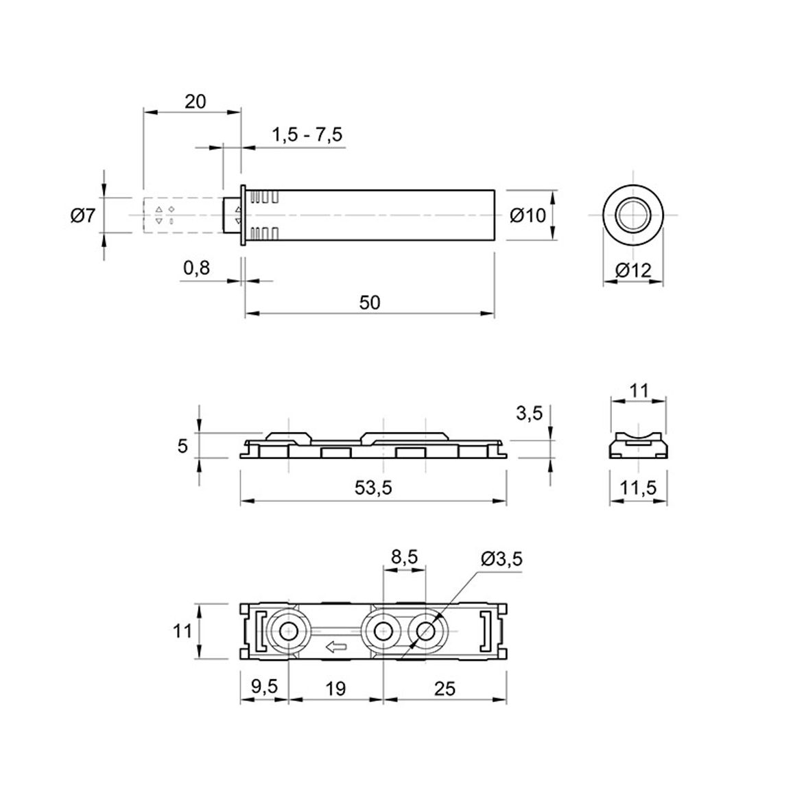Механизм P2O PIN, антрацит, накладной, короткий ход (9375889) Hettich 2.0 Механизм P2O PIN, антрацит, накладной, короткий ход (9375889) Hettich 2.0