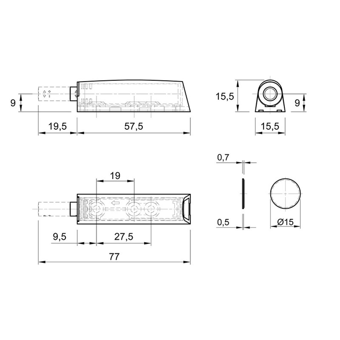 Механизм P2O Magnet, антрацит, накладной, короткий ход (9375967) Hettich 2.0 Механизм P2O Magnet, антрацит, накладной, короткий ход (9375967) Hettich 2.0