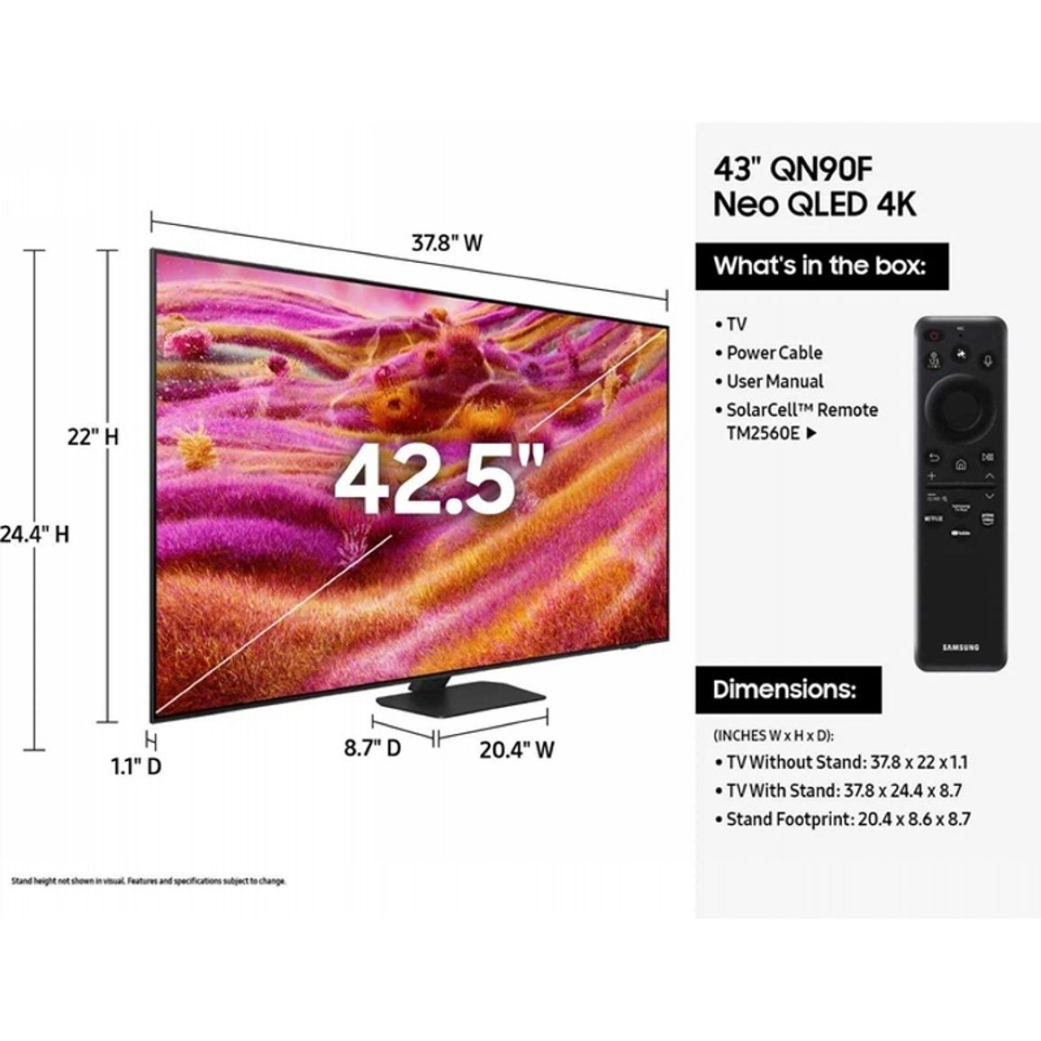 Телевізор Neo QLED QN90F 4K QE43QN90FAUXUA Vision AI Smart TV (2025) Samsung