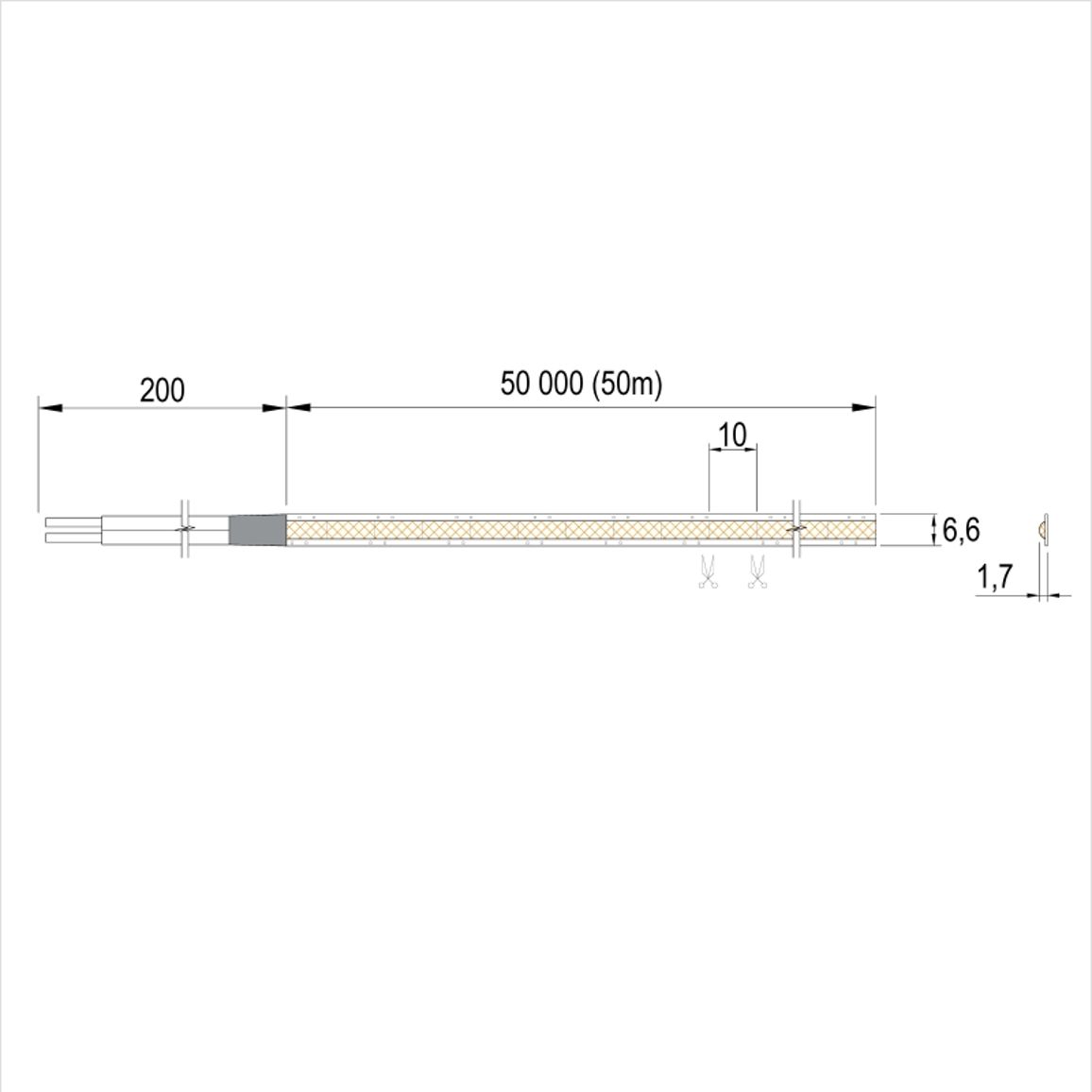 LED-лента COB 6,6 мм, 400 LEDs/м, 7W, 12V, IP20, теплый свет, 3000 К LED-лента COB 6,6 мм, 400 LEDs/м, 7W, 12V, IP20, теплый свет, 3000 К