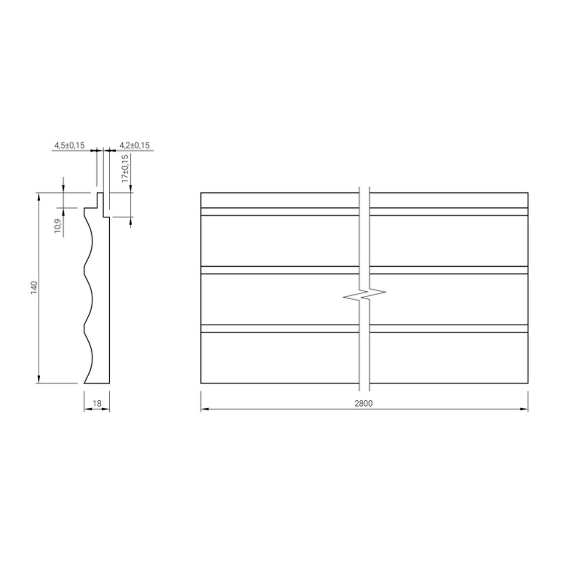 Панель заглушка AGT LB-2050-A 737 Сиена Soft Touch 2800Х140Х18мм