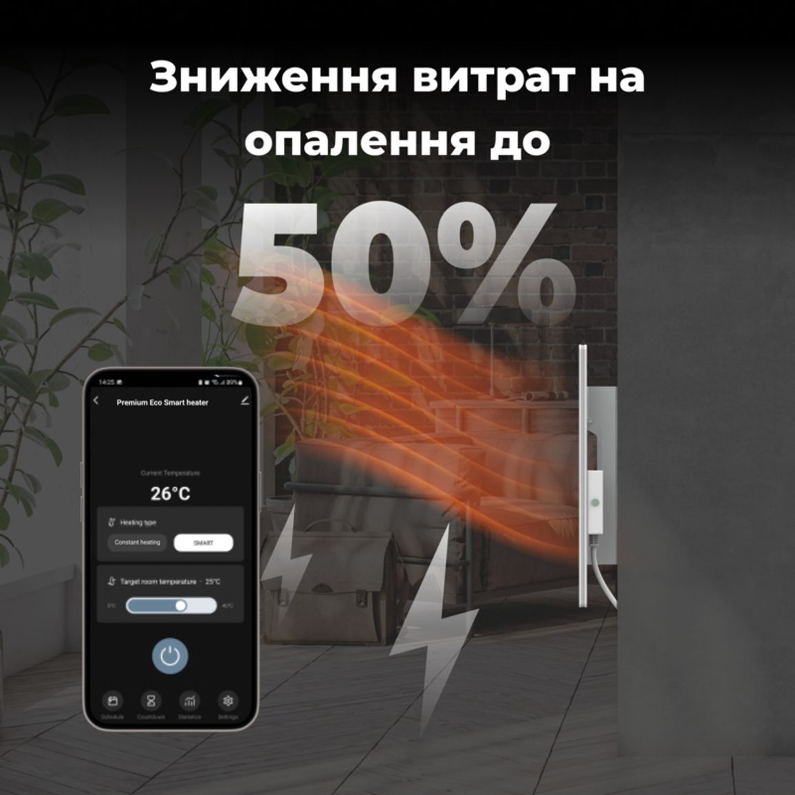 Обігрівач Premium Eco Smart Heater, 700W, GH1S (AGH0001S) AENO
