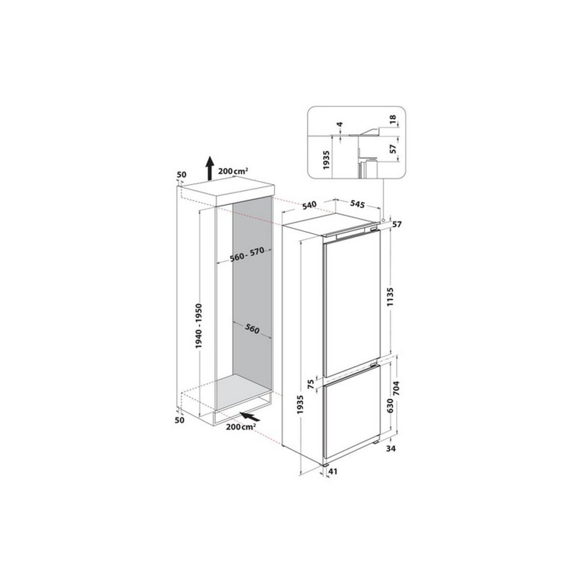 Холодильник вбудований WHC20D011B1 Whirlpool