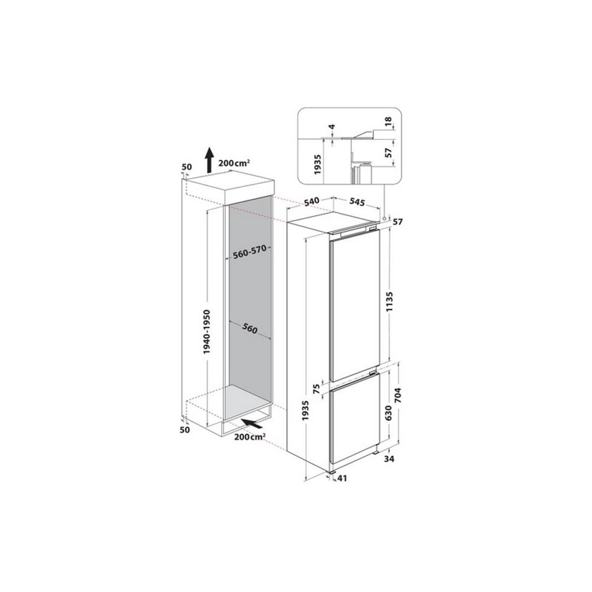 Холодильник вбудований WHC20D023B1SF Whirlpool Холодильник вбудований WHC20D023B1SF Whirlpool
