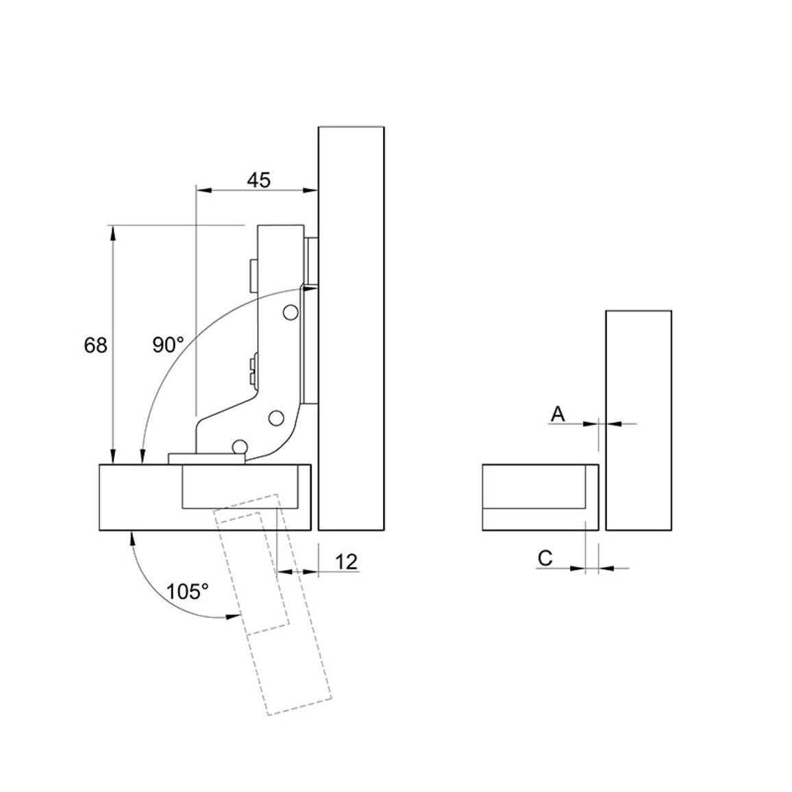 Петля Clip-On, 105°, внутренняя, с доводчиком SoftPlus, никель, 3D Muller Profi Line Петля Clip-On, 105°, внутренняя, с доводчиком SoftPlus, никель, 3D Muller Profi Line