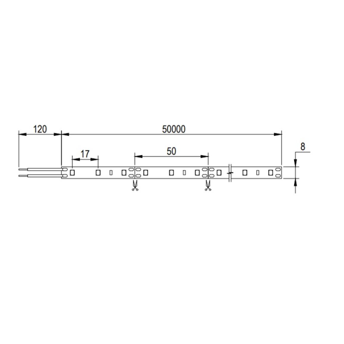 LED-стрічка 2835 SMD, 60 LEDs/m, 4,2W, 24V, IP20, денне світло, 4000К