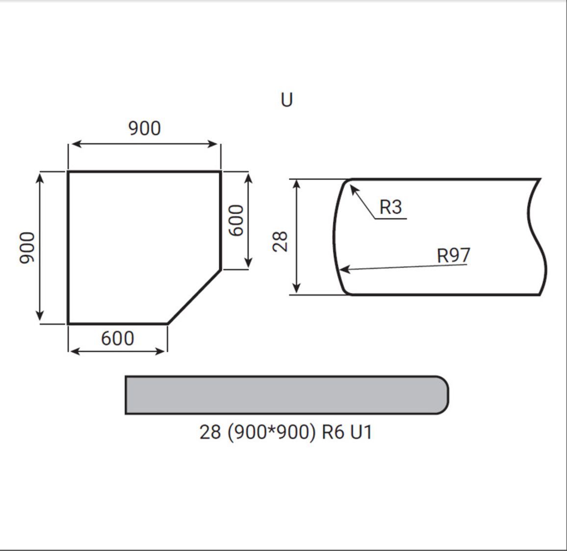Угол Luxeform WS2006-1 U Белый кристал 900х900х28мм Угол Luxeform WS2006-1 U Белый кристал 900х900х28мм
