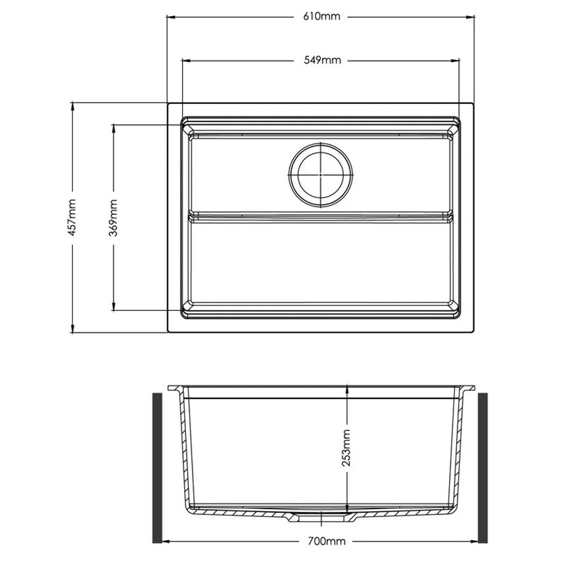 Мийка граніт Navio Center 61 Antracit Fabiano