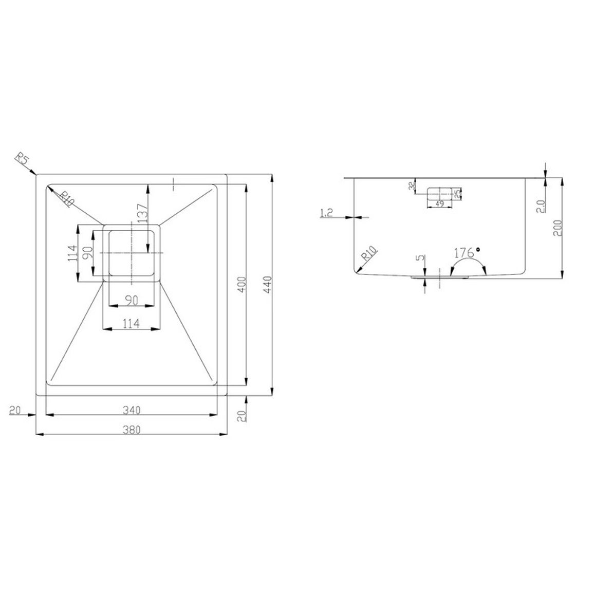 Мийка нерж. Quadro 38 Celldecor (мпс) Fabiano