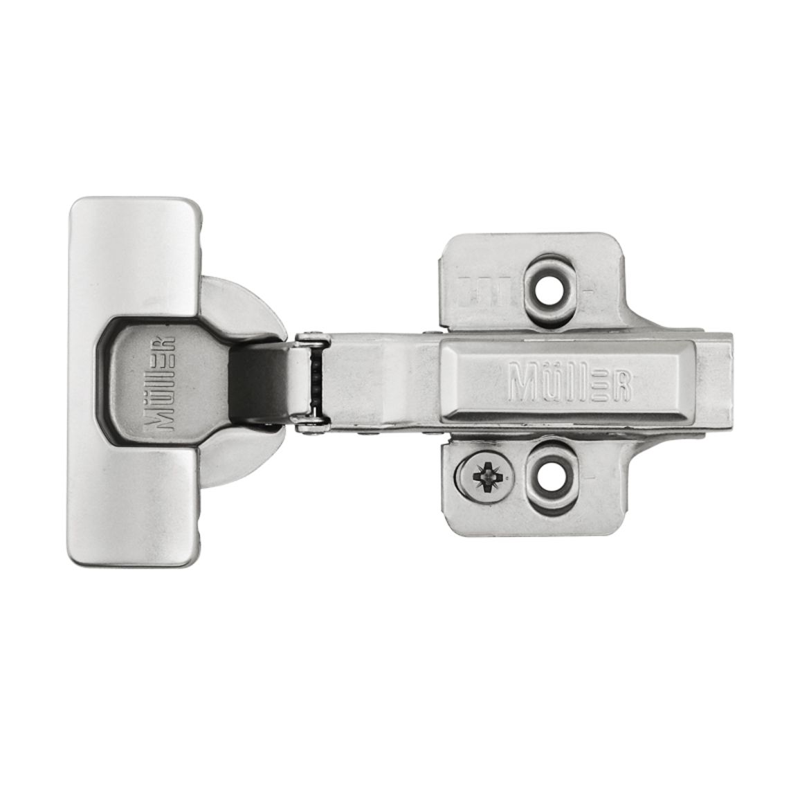 Петля Clip-On, 105°, накладная, с доводчиком, никель, 3D Muller Profi Line Петля Clip-On, 105°, накладная, с доводчиком, никель, 3D Muller Profi Line