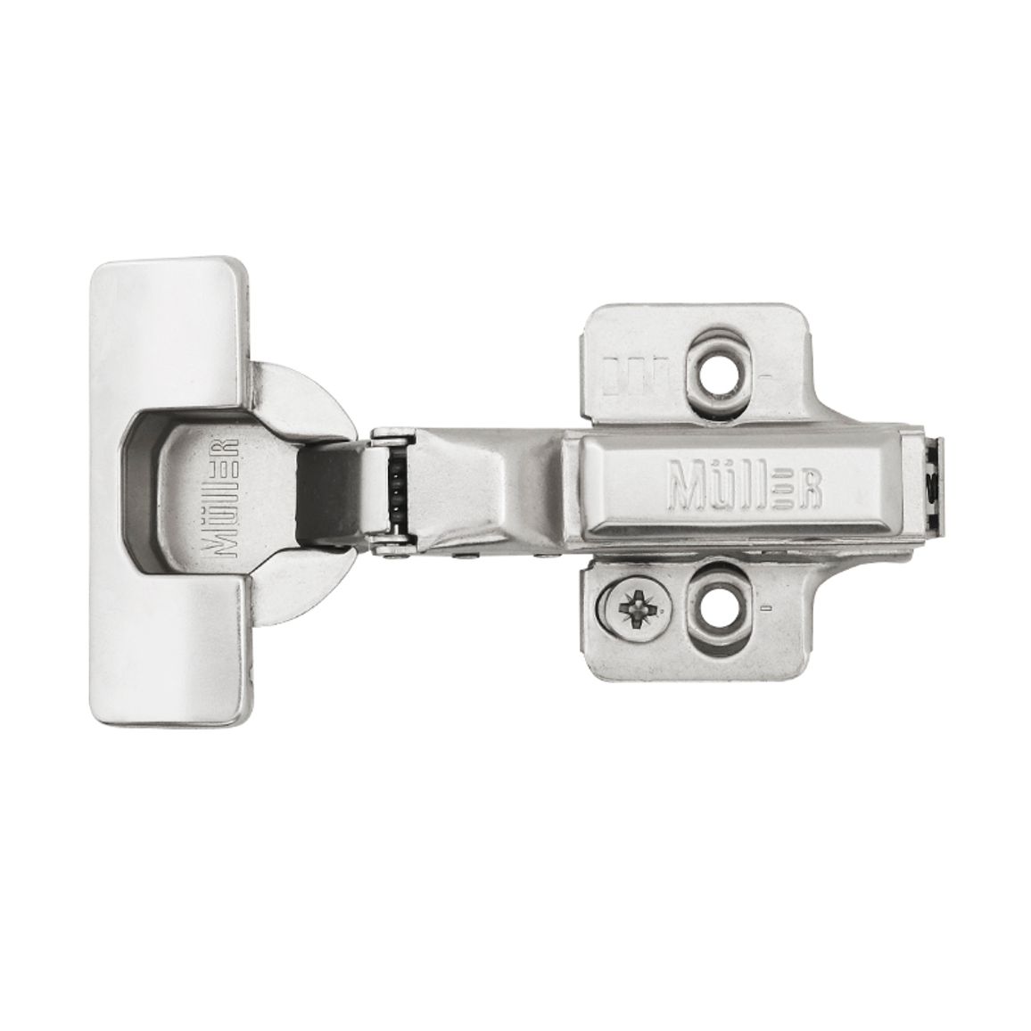 Петля Clip-On, 105°, полунакладная, с доводчиком, никель, 3D Muller Profi Line Петля Clip-On, 105°, полунакладная, с доводчиком, никель, 3D Muller Profi Line