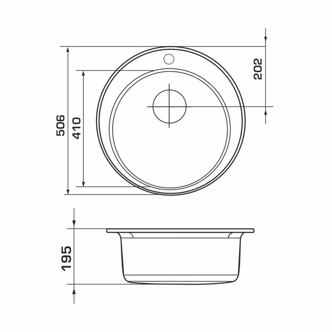 Мийка VITORIA white (D=510mm.) граніт Granado Мийка VITORIA white (D=510mm.) граніт Granado