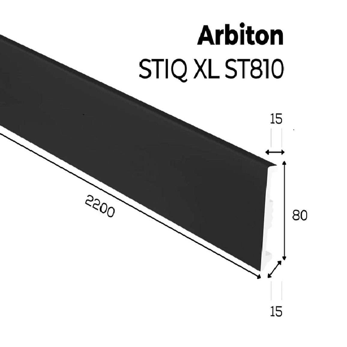 Плинтус Arbiton - STIQ XL Черный 200 STX810 2200х80х15 мм Плинтус Arbiton - STIQ XL Черный 200 STX810 2200х80х15 мм