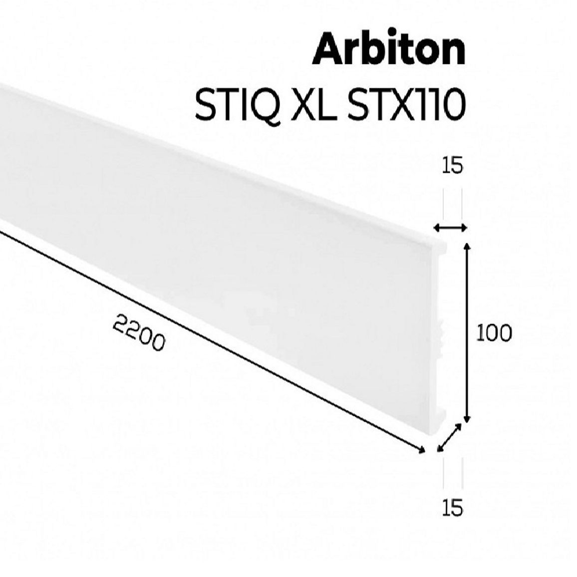 Плінтус Arbiton - STIQ XL Білий STX110 2200х100х15мм Плінтус Arbiton - STIQ XL Білий STX110 2200х100х15мм