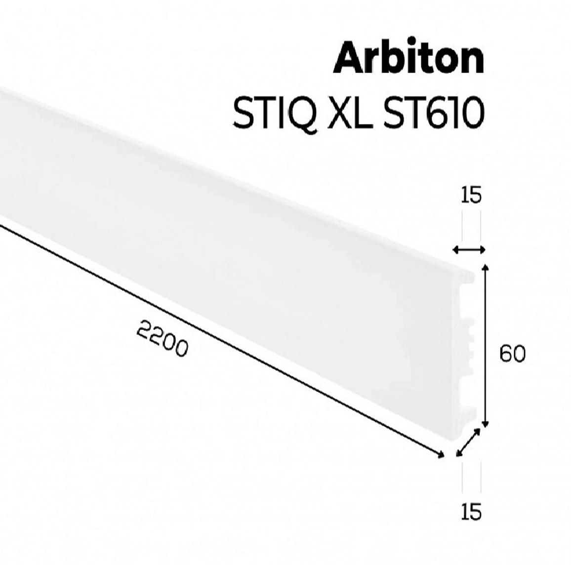 Плінтус Arbiton - STIQ XL Білий STX610 2200х60х15мм Плінтус Arbiton - STIQ XL Білий STX610 2200х60х15мм