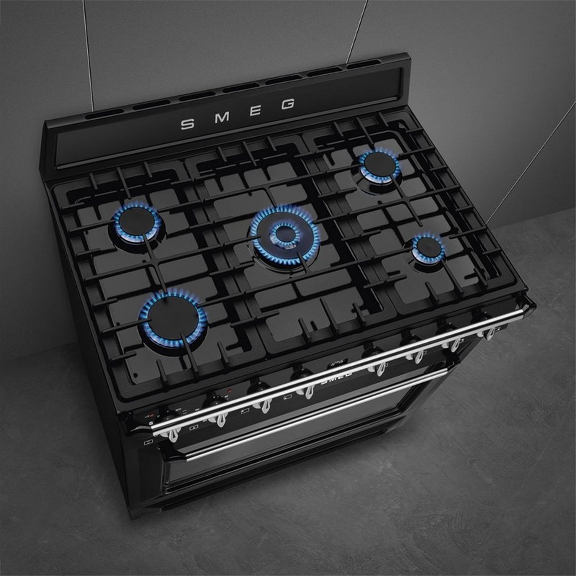 Варильний центр TR90GPBL 90 см чорний Smeg (VICTORIA) Варильний центр TR90GPBL 90 см чорний Smeg (VICTORIA)