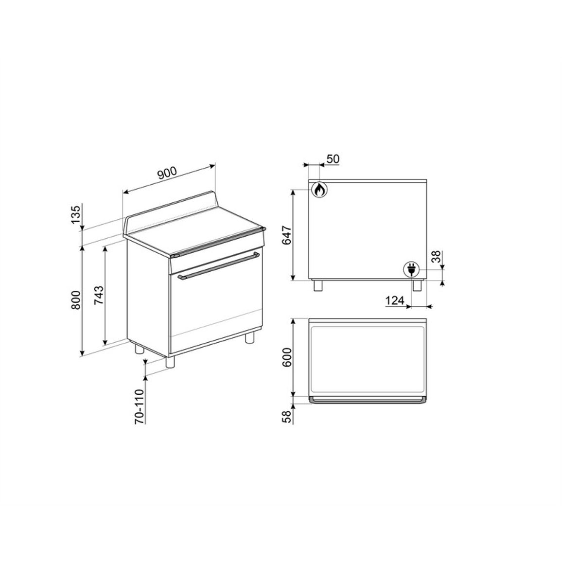 Варильний центр TR90GPGR 90 см сірий Smeg (VICTORIA) Варильний центр TR90GPGR 90 см сірий Smeg (VICTORIA)