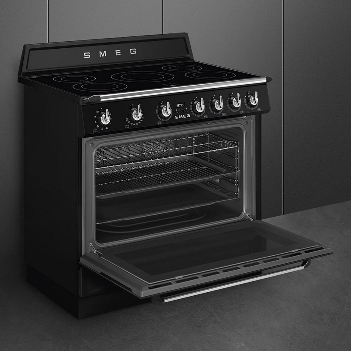 Варильний центр TR90IMBL 90 см чорний Smeg (VICTORIA) Варильний центр TR90IMBL 90 см чорний Smeg (VICTORIA)