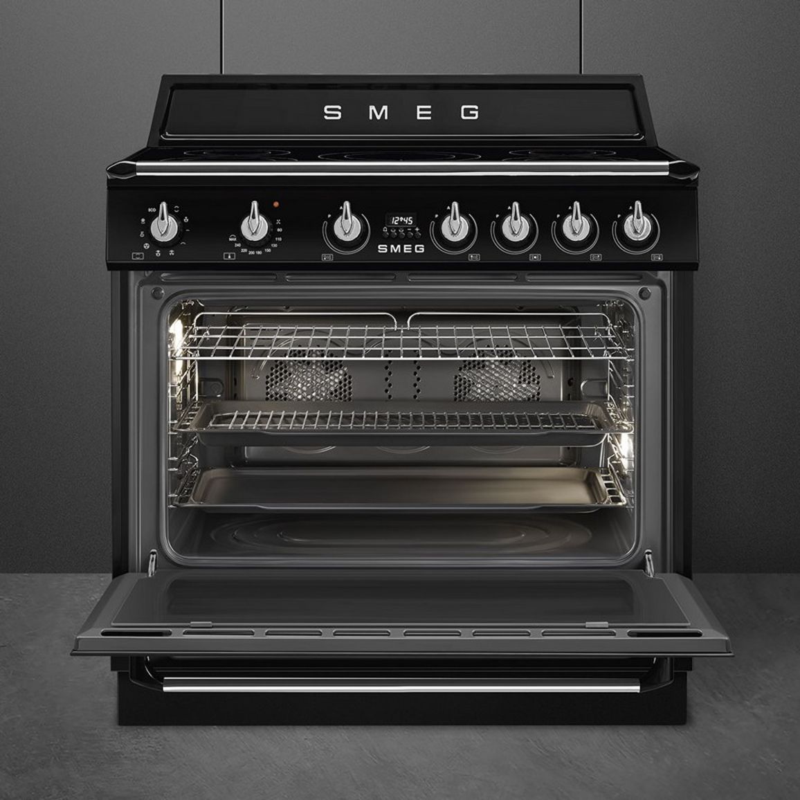 Варильний центр TR90IMBL 90 см чорний Smeg (VICTORIA) Варильний центр TR90IMBL 90 см чорний Smeg (VICTORIA)