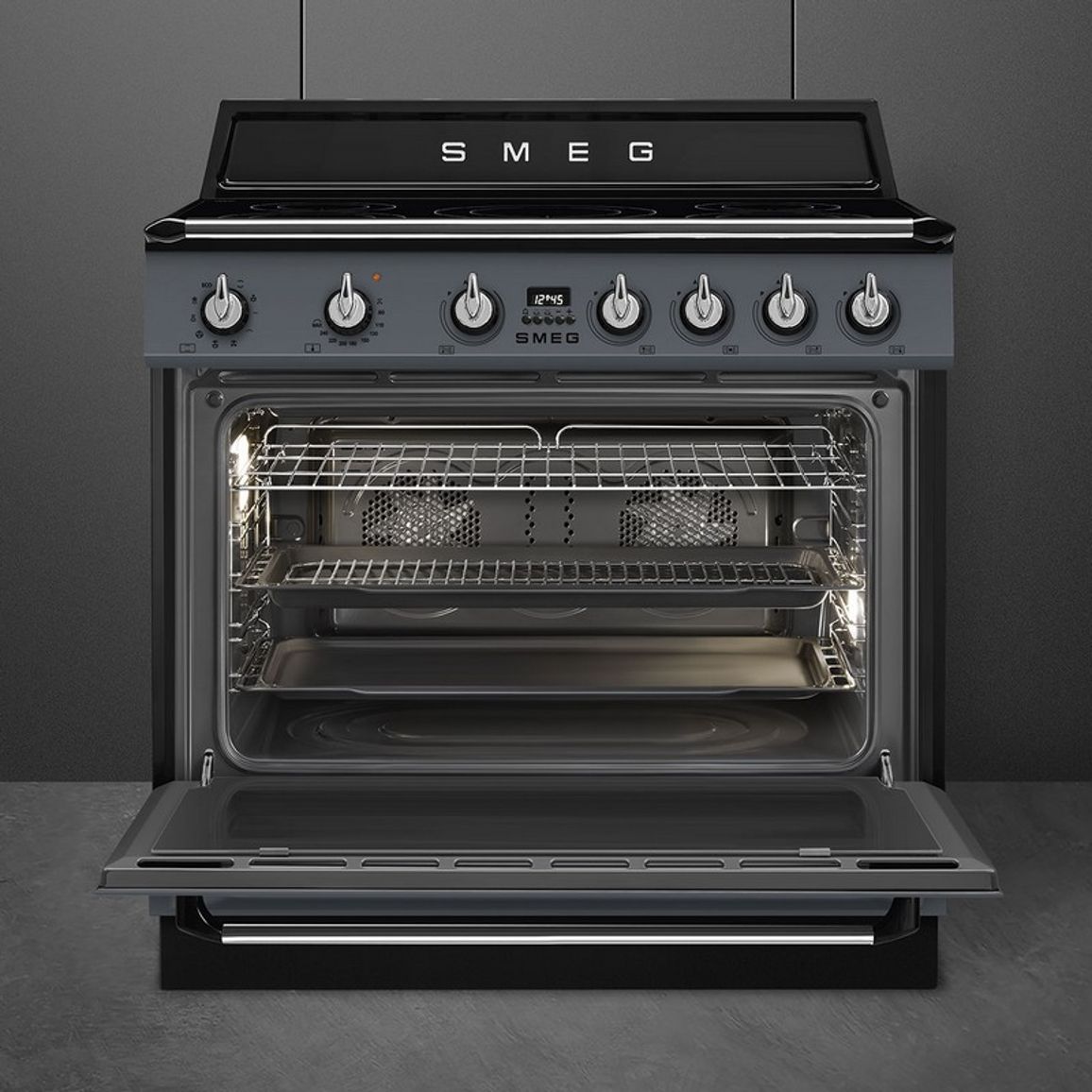 Варильний центр TR90IMGR 90 см сірий Smeg (VICTORIA)