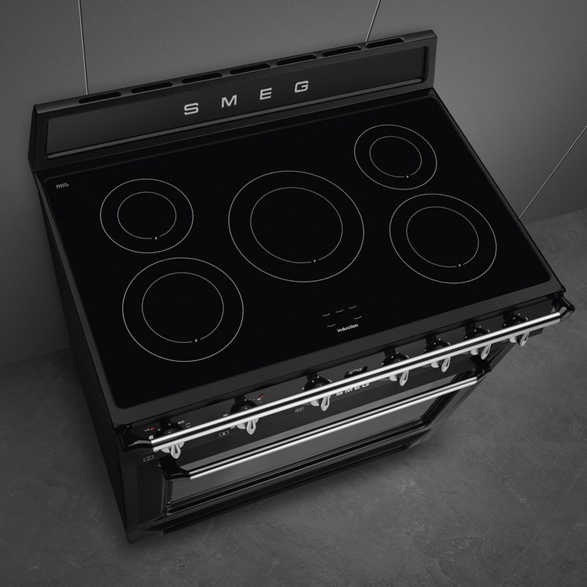 Варильний центр TR90IPBL 90 см чорний Smeg (VICTORIA) Варильний центр TR90IPBL 90 см чорний Smeg (VICTORIA)