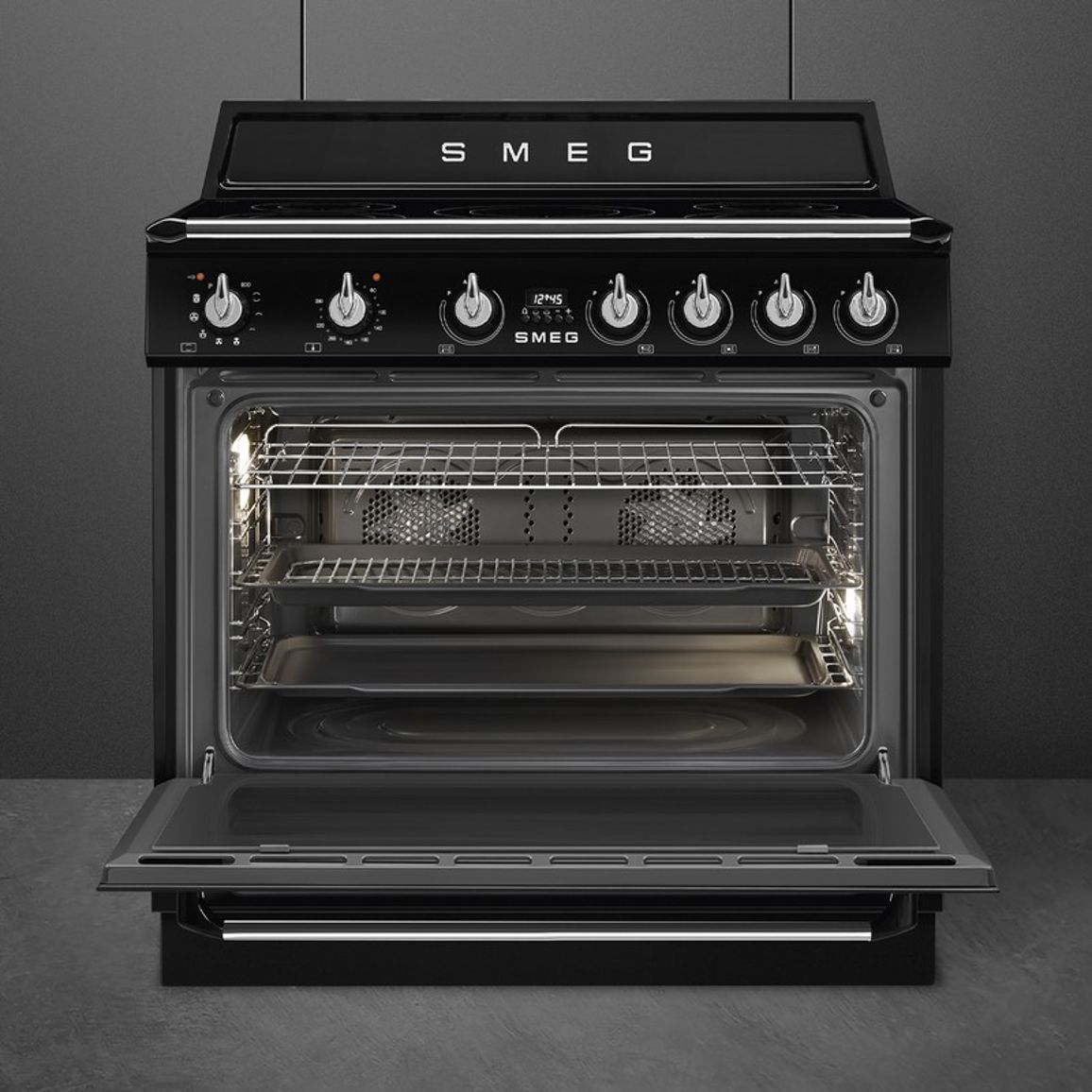 Варильний центр TR90IPBL 90 см чорний Smeg (VICTORIA) Варильний центр TR90IPBL 90 см чорний Smeg (VICTORIA)