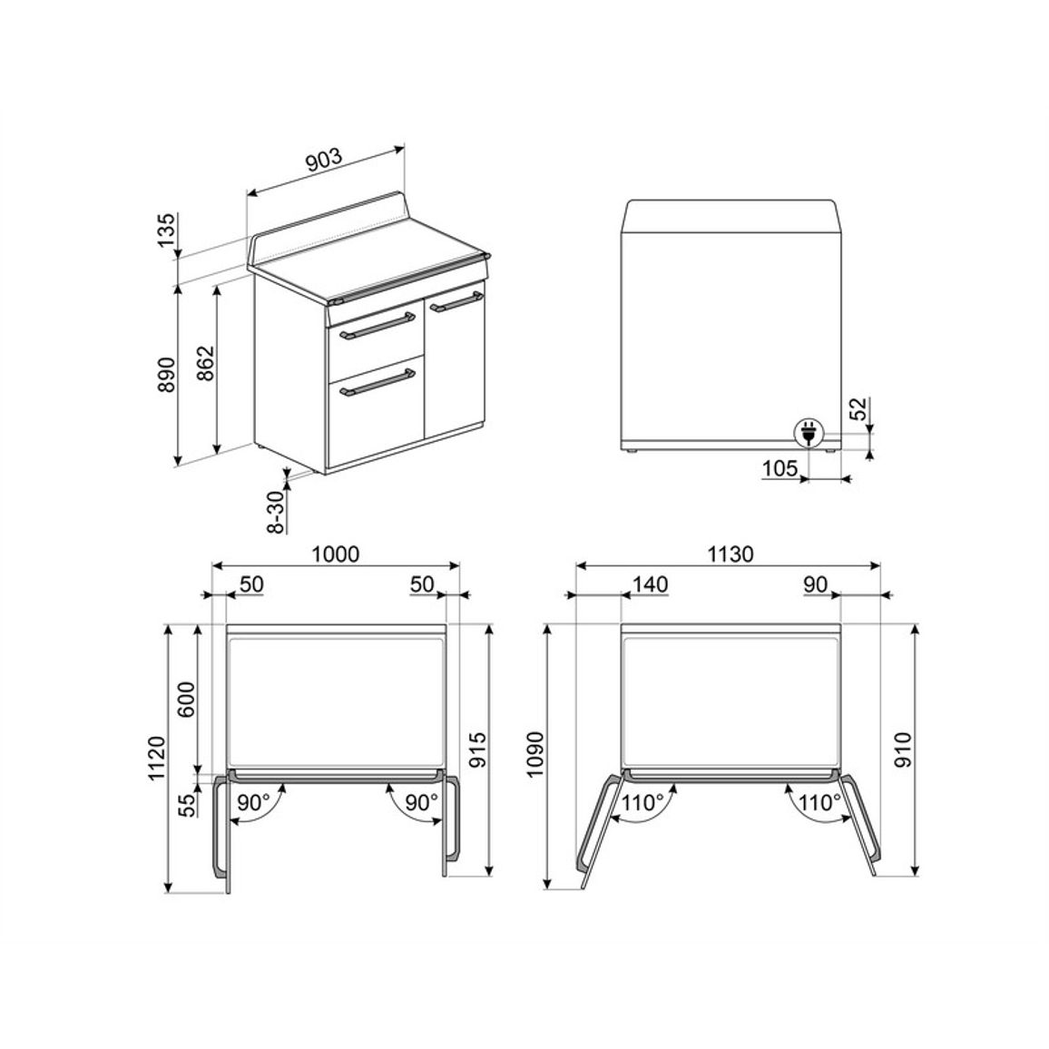 Варильний центр TR93IGR2 сірий Smeg (VICTORIA) Варильний центр TR93IGR2 сірий Smeg (VICTORIA)