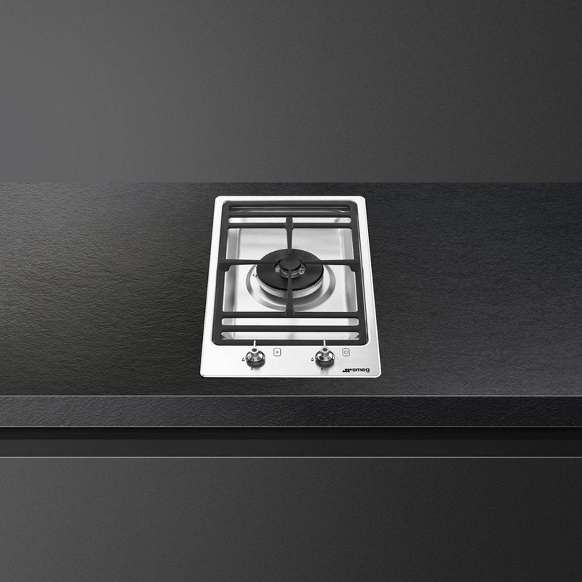 Газова варильна поверхня PGF31G2 нержавіюча сталь серія "Domino" 31 см Smeg (CLASSICA)