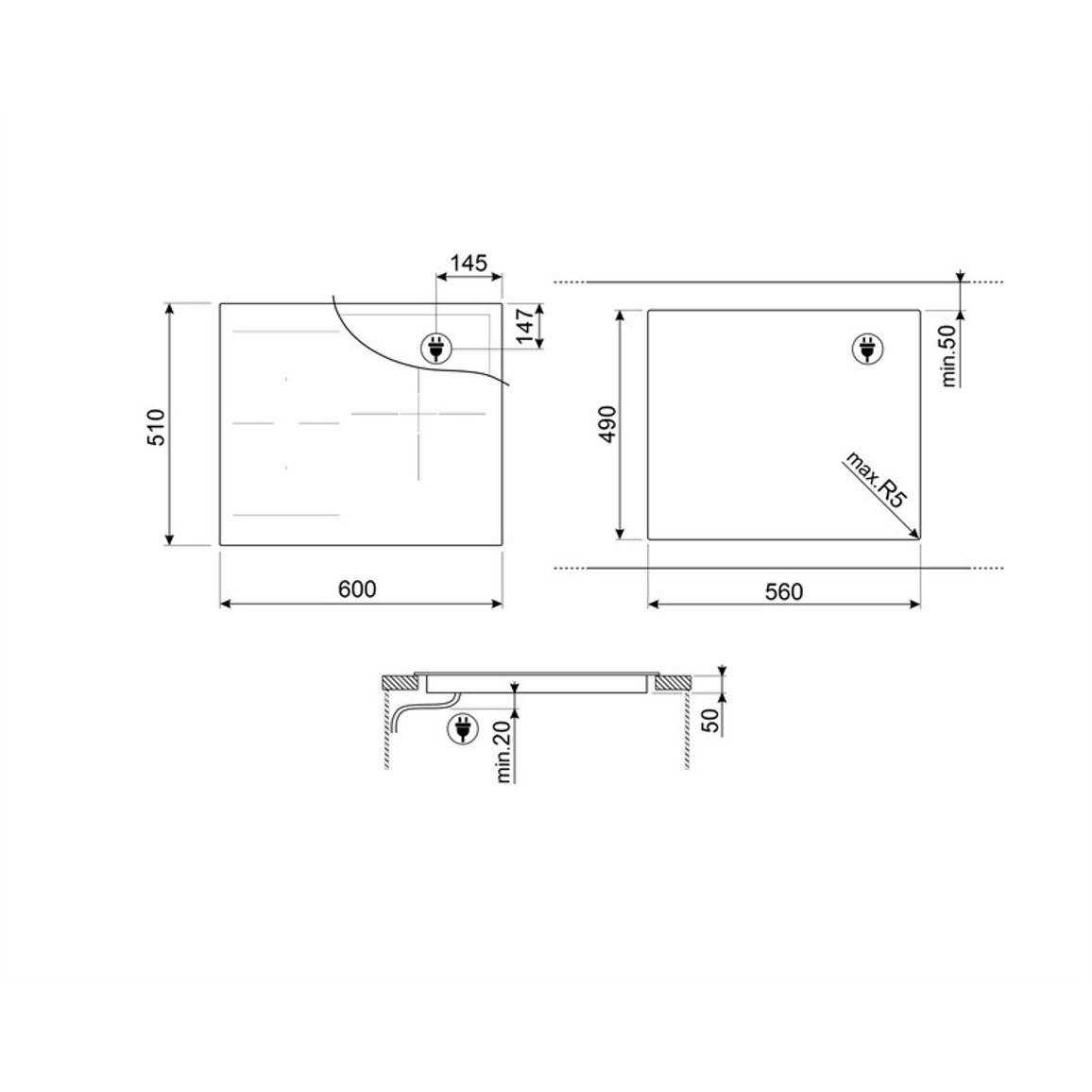 Індукційна варильна поверхня SI1M5633D1 Multizone Smeg (UNIVERSAL)