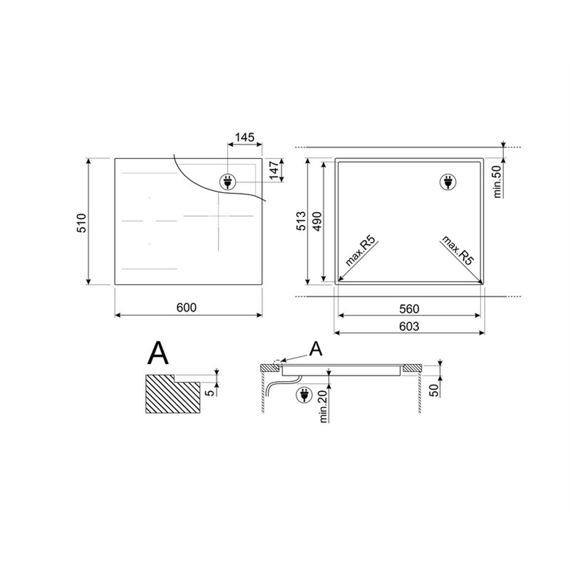 Індукційна варильна поверхня SI1M5633D1 Multizone Smeg (UNIVERSAL)