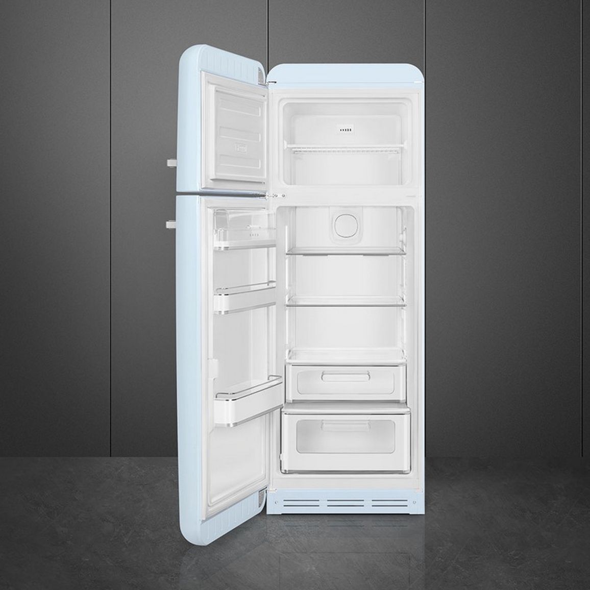 Комбінований холодильник FAB30LPB6 пастельно-блакитний Smeg (50'S RETRO STYLE) Комбінований холодильник FAB30LPB6 пастельно-блакитний Smeg (50'S RETRO STYLE)