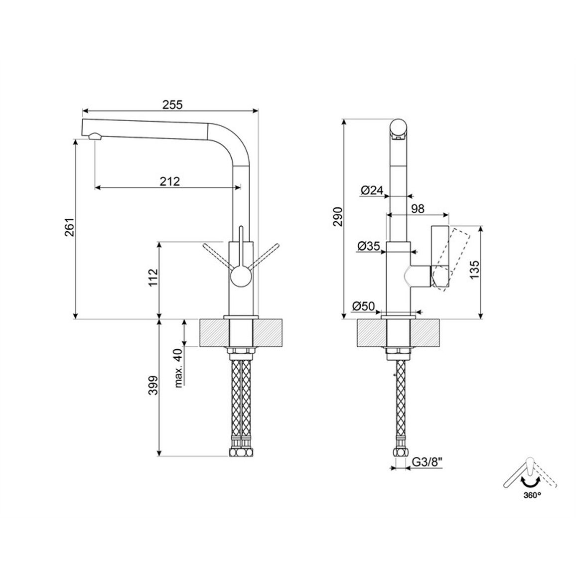 Змішувач MF22CR3 хром Smeg (UNIVERSAL)