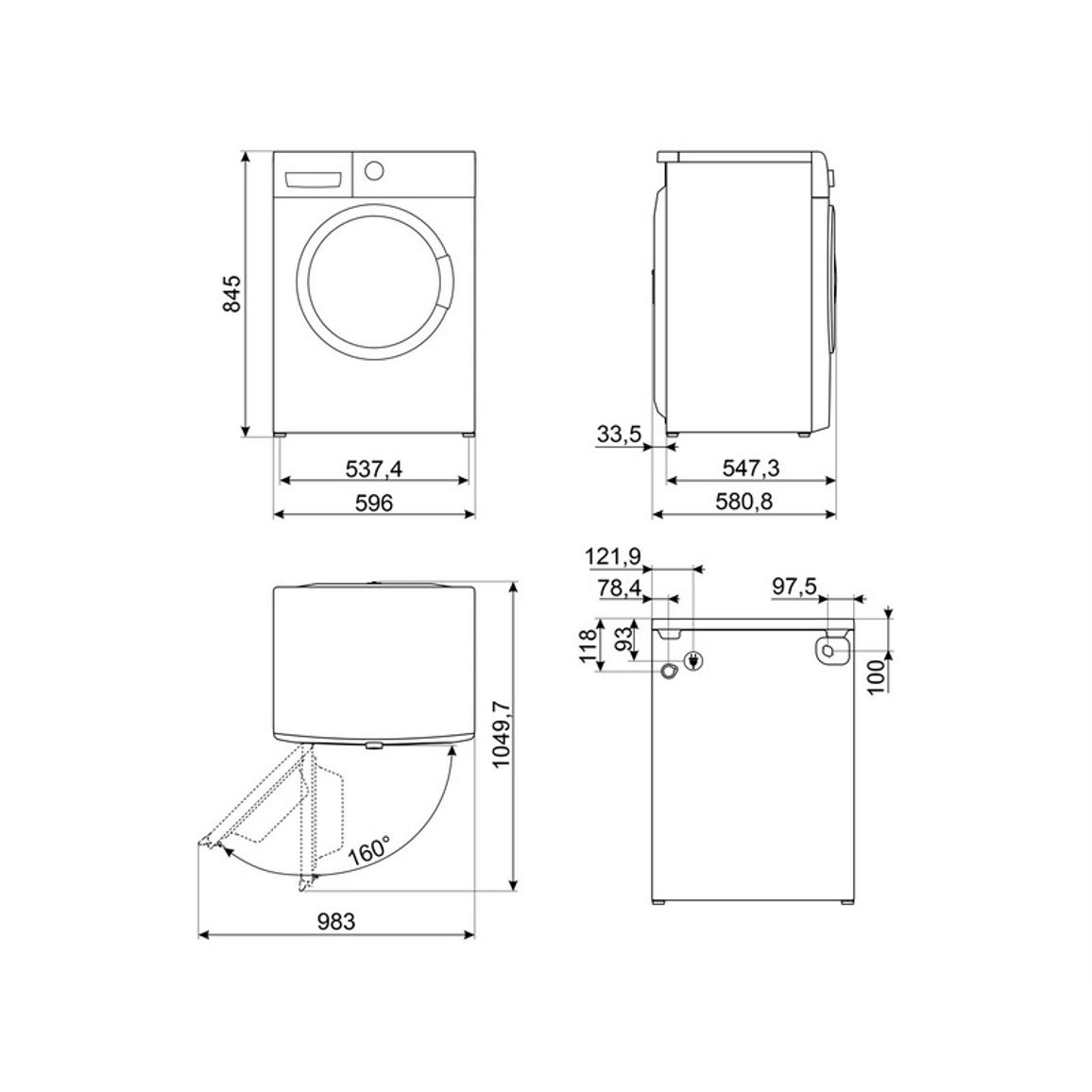 Пральна машина WNP96SLAAIN1 9 кг, 1600 об/хв, Autodose Smeg (UNIVERSAL)