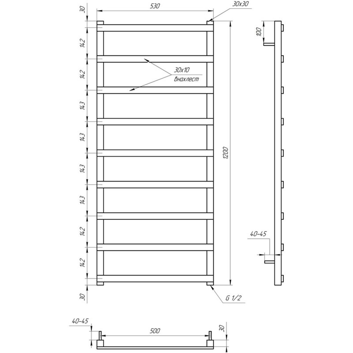 Рушникосушка Basis Light 800x530 Genesis AQUA Рушникосушка Basis Light 800x530 Genesis AQUA