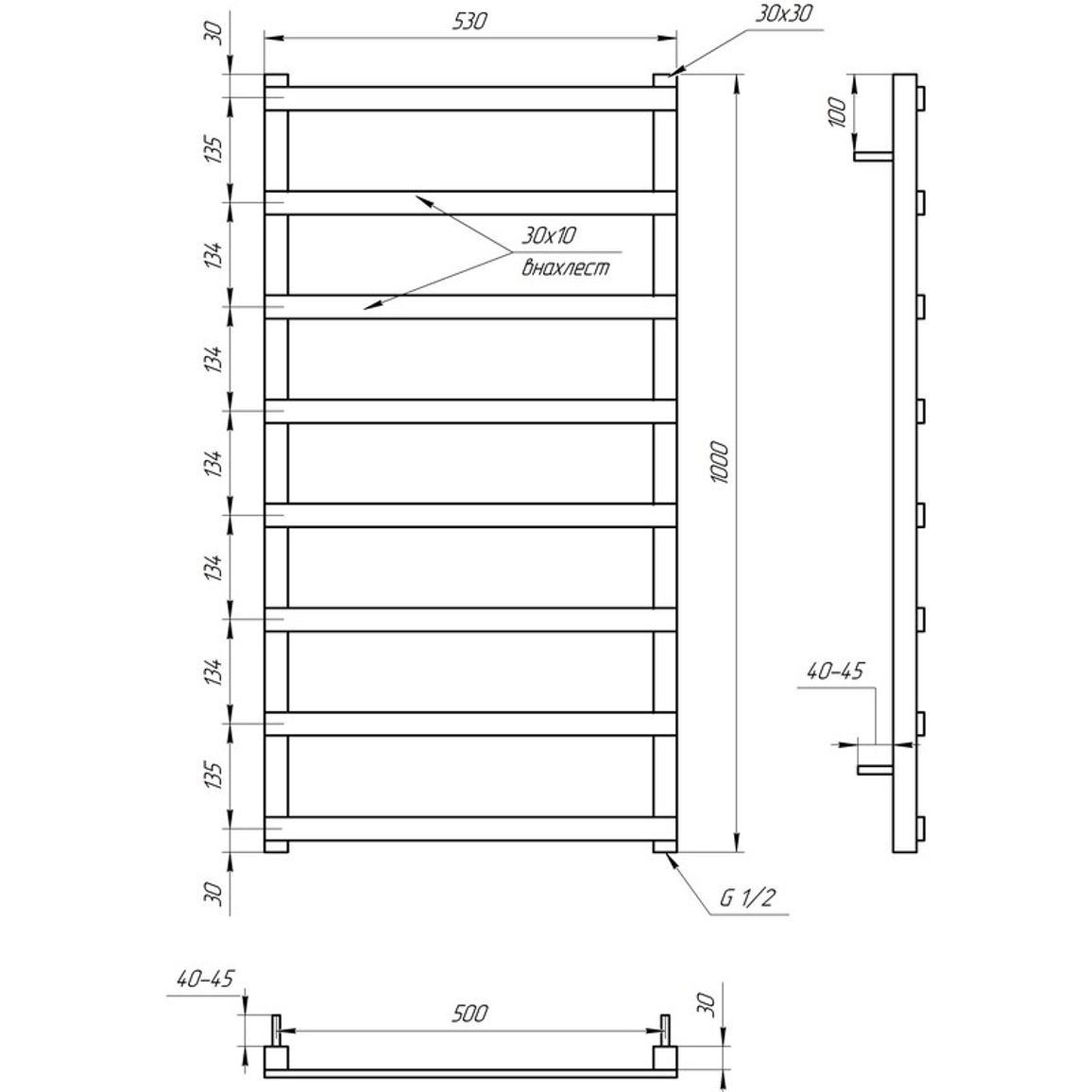 Рушникосушка Basis Light 800x530 Genesis AQUA Рушникосушка Basis Light 800x530 Genesis AQUA