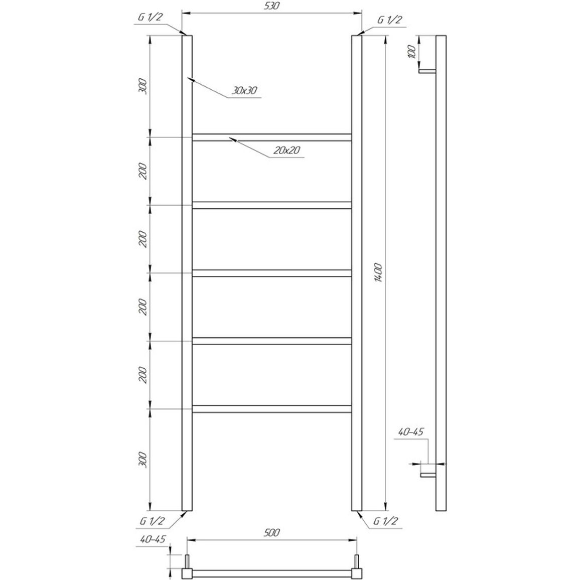 Рушникосушка Bianco 1400х530 Genesis AQUA Рушникосушка Bianco 1400х530 Genesis AQUA