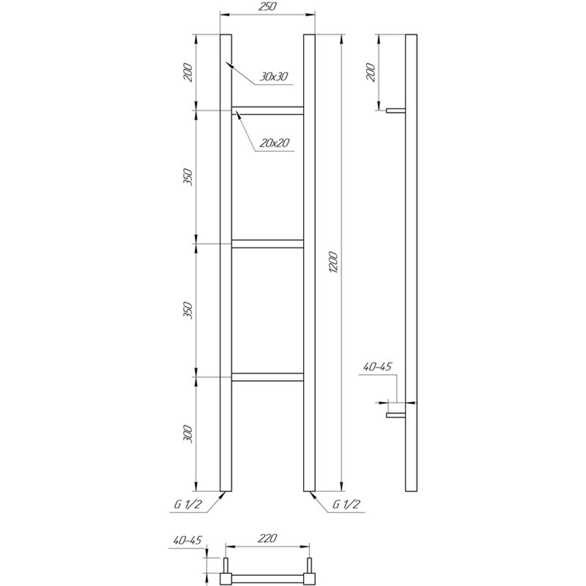 Рушникосушка Musa 1200x250 Genesis AQUA Рушникосушка Musa 1200x250 Genesis AQUA