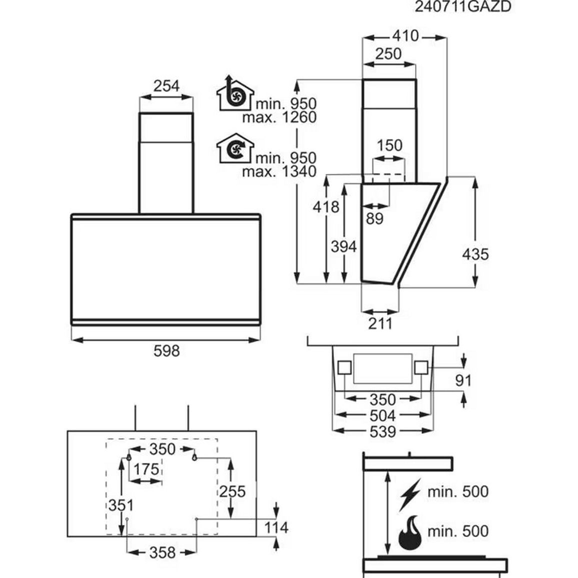 Витяжка пристінна GV77D61SZ Hob2Hood AEG