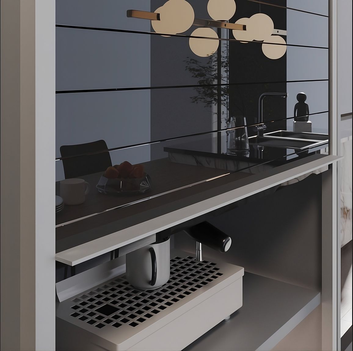 Комплект жалюзи REHAU RAUVOLET Vetro-Line Black Gloss 73978 (Алюминий 230L) 600×1000 мм