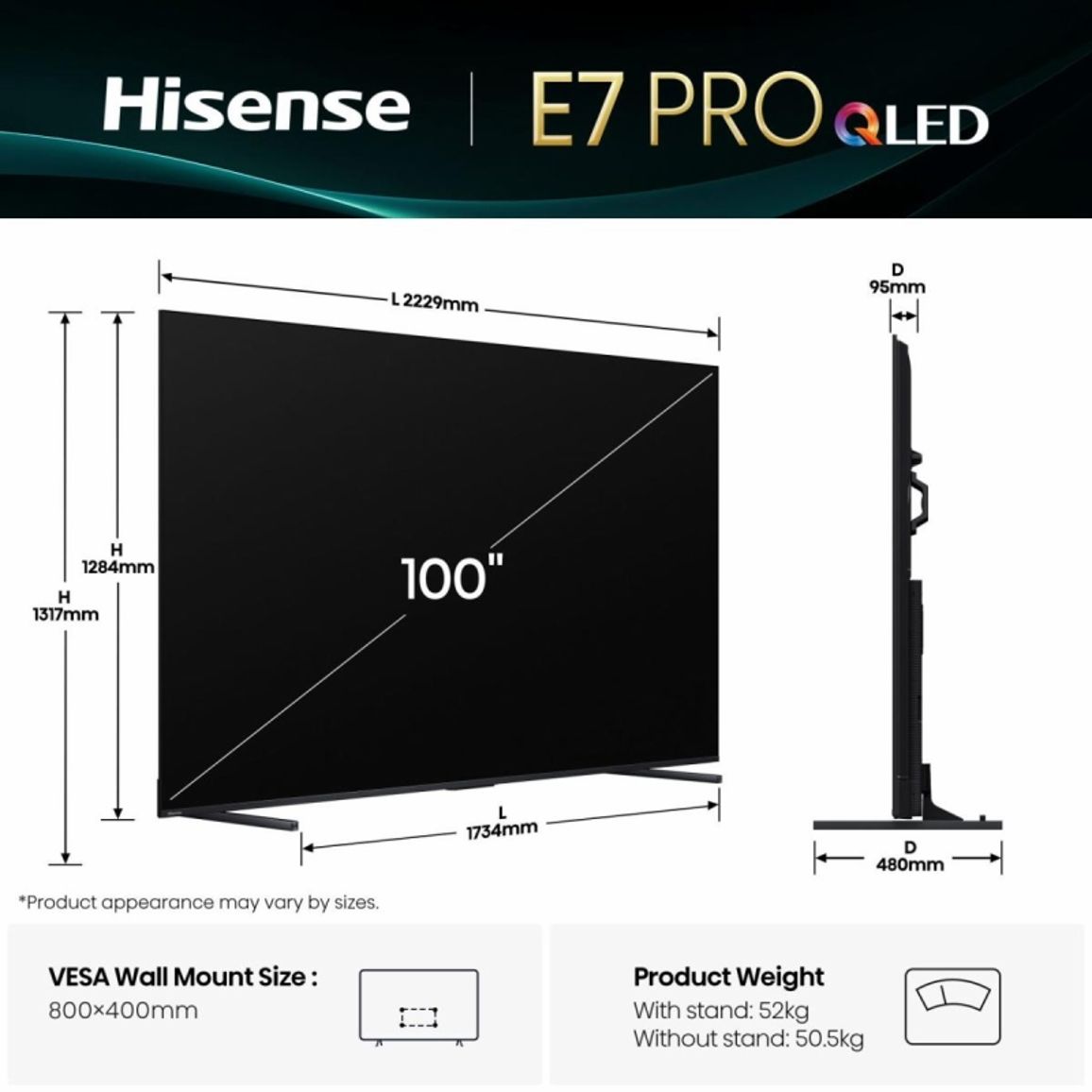 Телевізор 100E7Q PRO Hisense