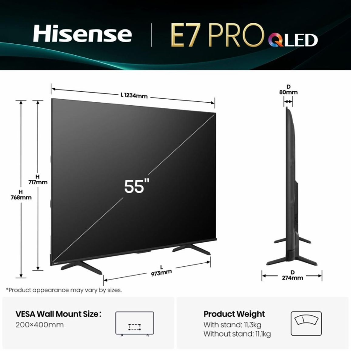 Телевізор 55E7Q PRO Hisense