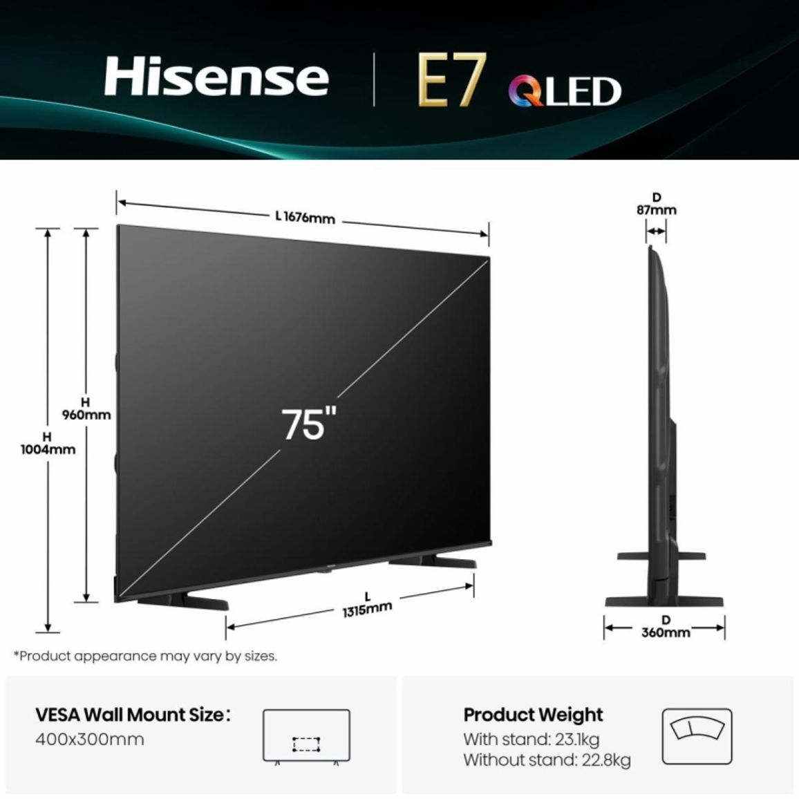 Телевізор 75E7Q Hisense Телевізор 75E7Q Hisense