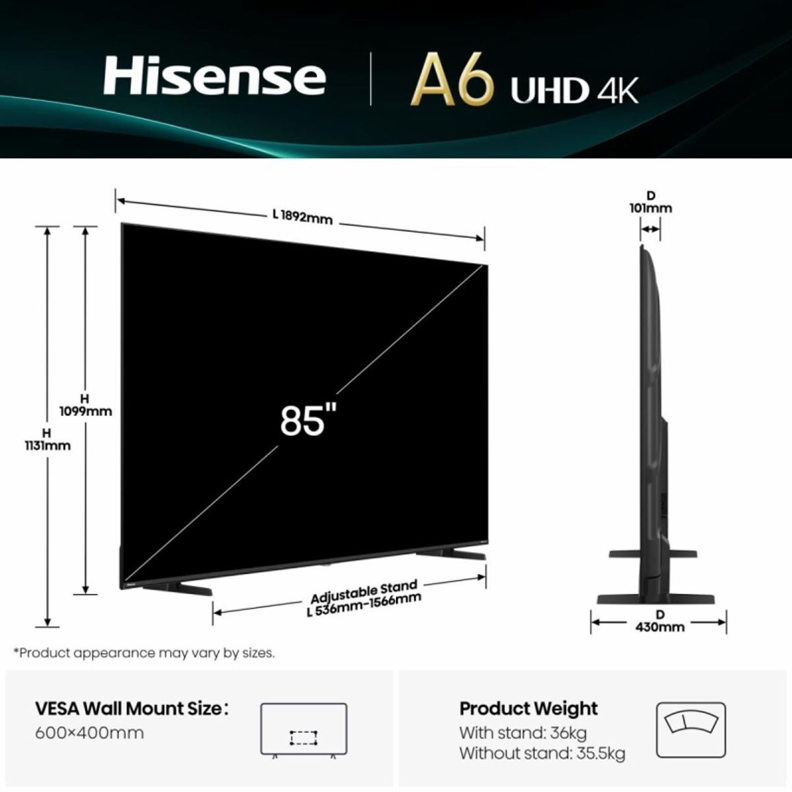 Телевізор 85A6Q Hisense